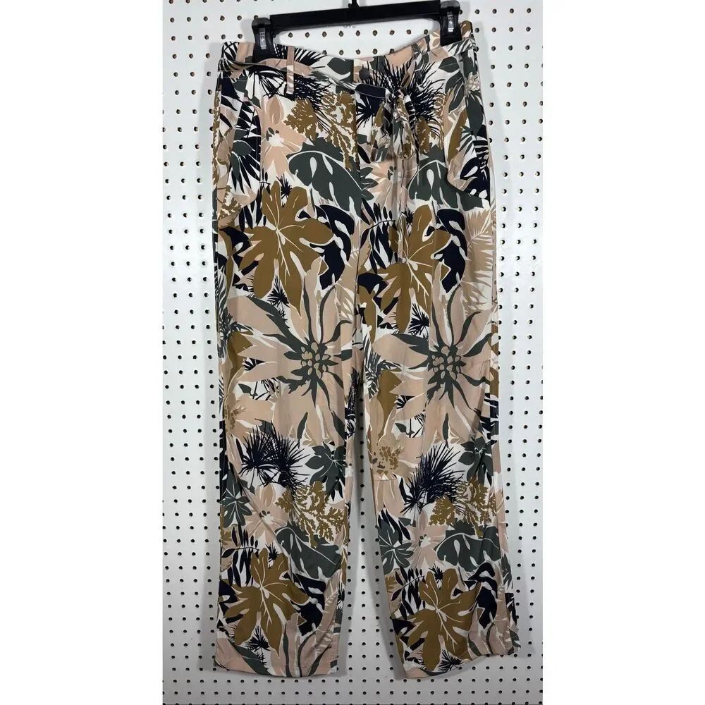 Rag & Bone Victoria tropical floral belted 100% silk pants size 4